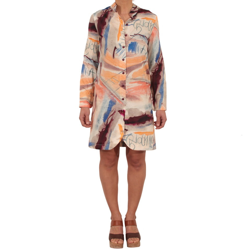 Camicione in cotone con stampa artistica