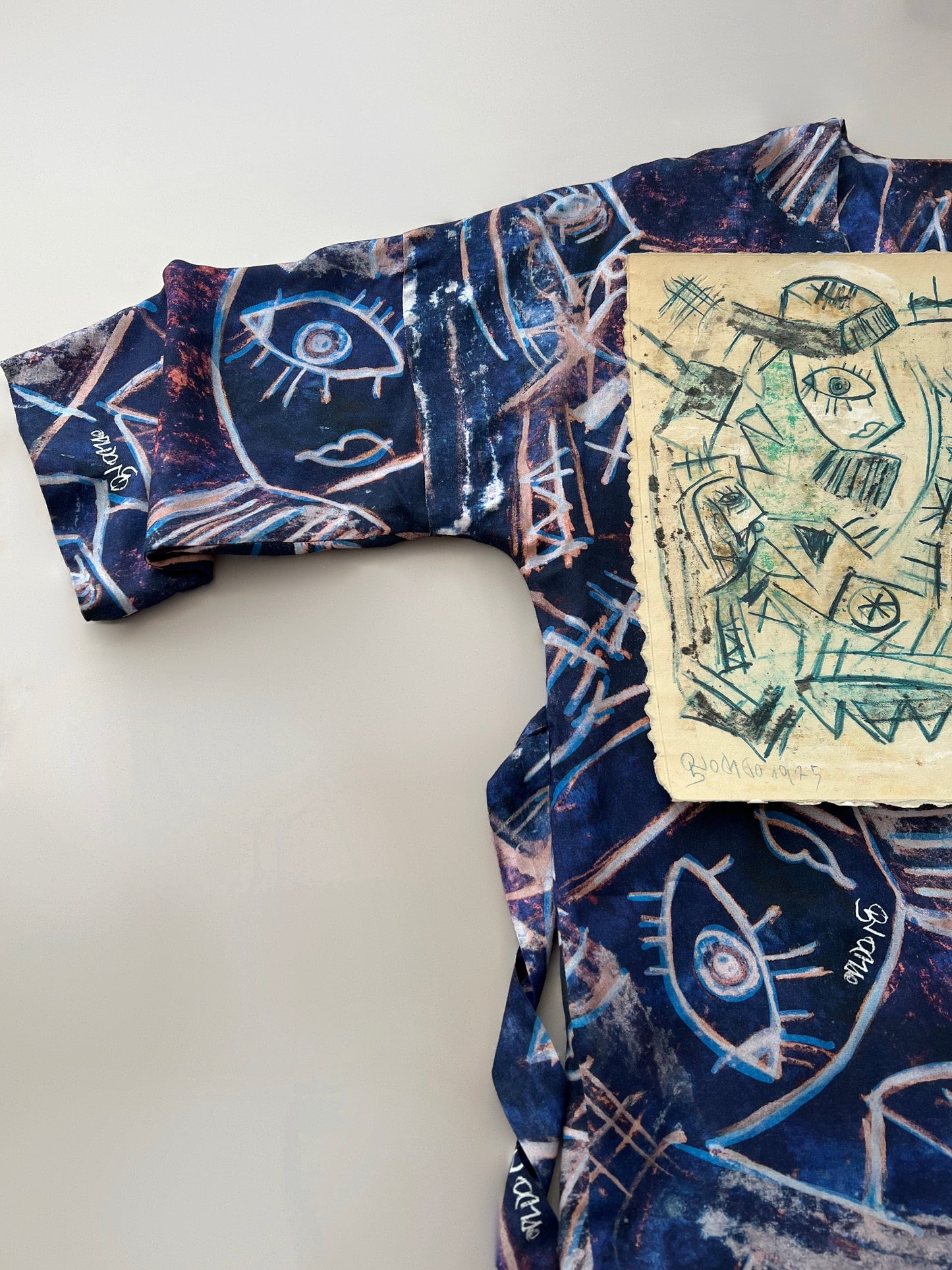 Giacca kimono con stampa d’artista