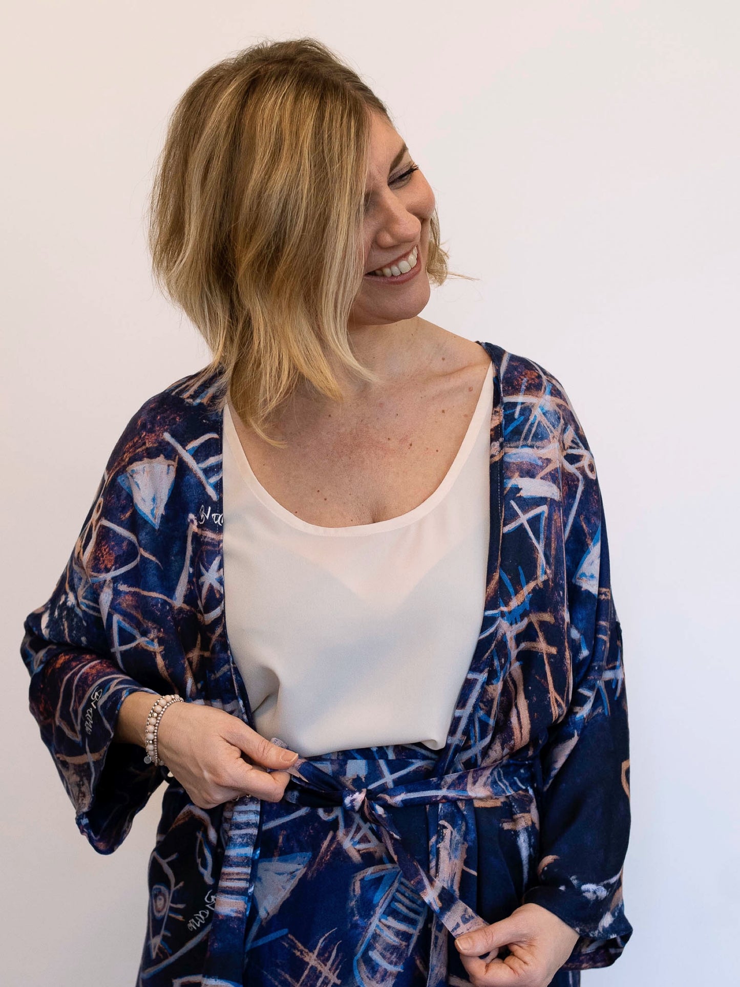Giacca kimono con stampa d’artista