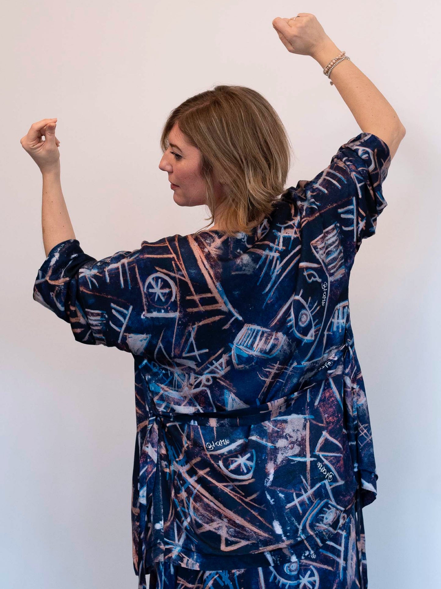 Giacca kimono con stampa d’artista