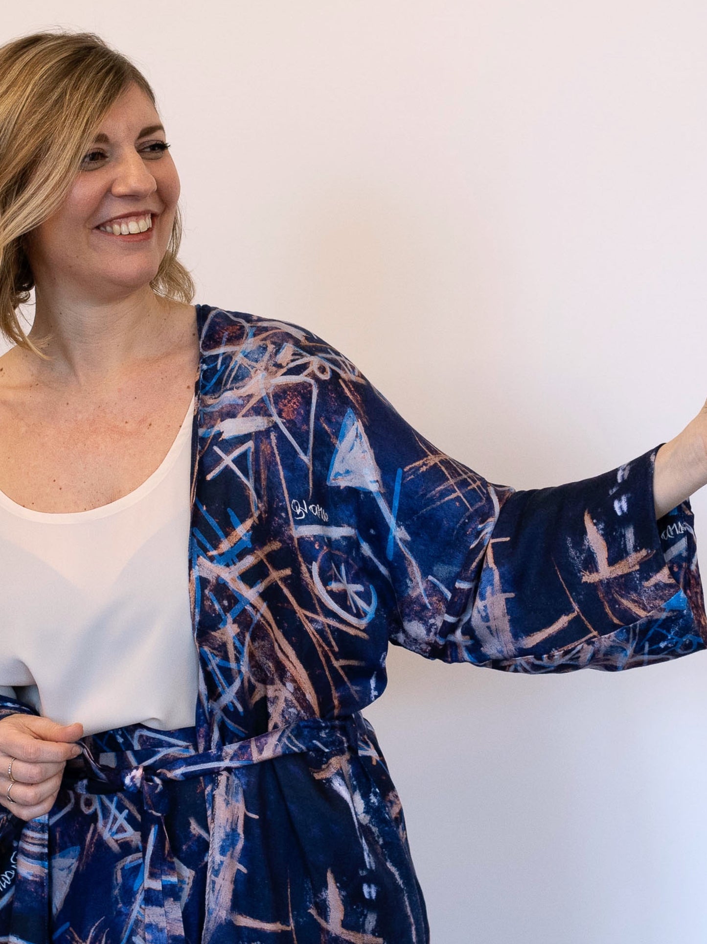 Giacca kimono con stampa d’artista