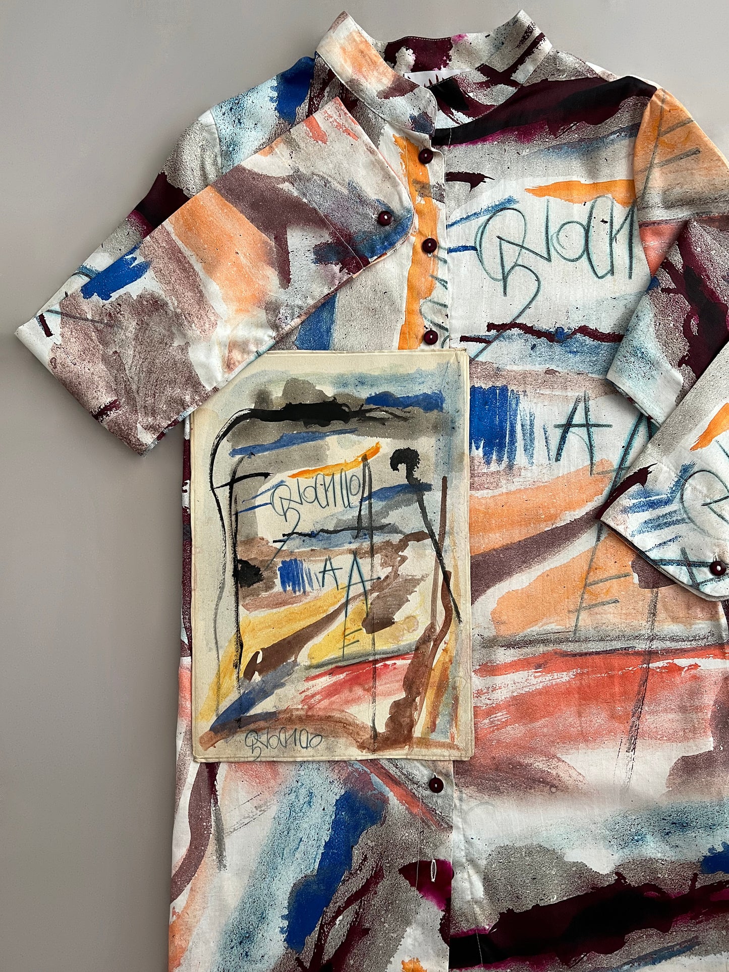 Camicione in cotone con stampa artistica